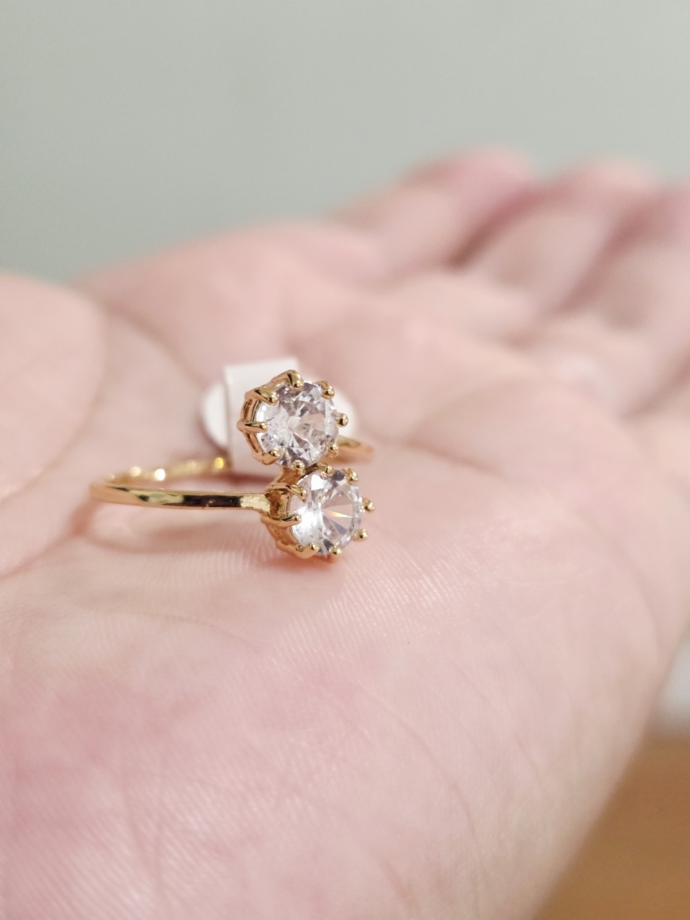 18k Gold Plated Open Ring with Pink Cubic Stones